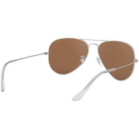 Aviator Flash Lenses RB3025 silver metal brown