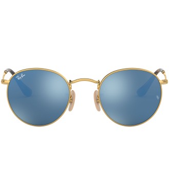 Round Flat Lenses RB3447N gold blue