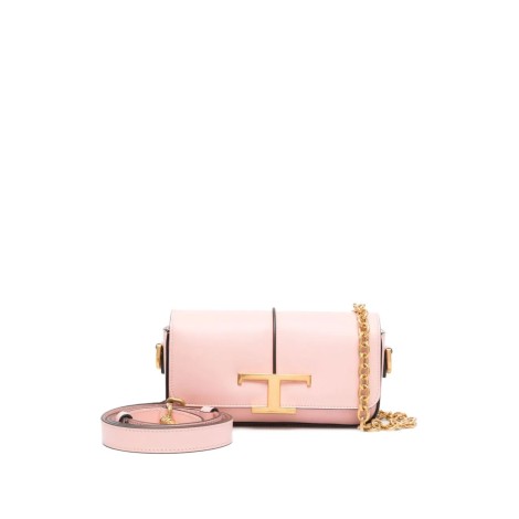 TOD'S TRACOLLA T TIMELESS IN PELLE MINI ROSA XBWTSAR0100RORM037