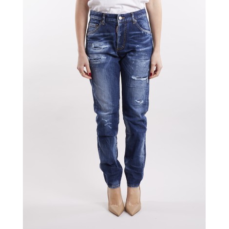 DSQUARED Jeans Dark Ripped Blue Wash Skinny Dan Dsquared