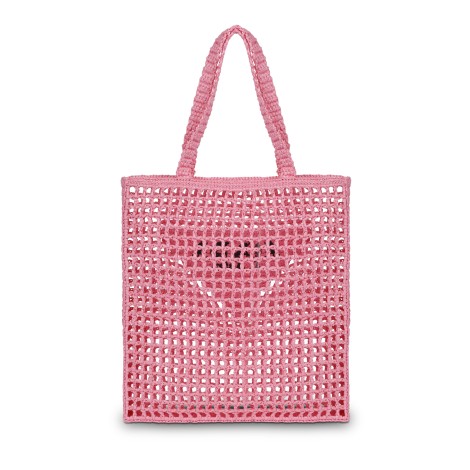 Prada Embroided Logo Raffia Shopping Bag U