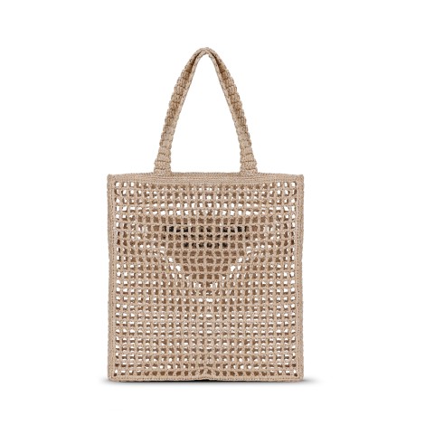 Prada Embroided Logo Raffia Shopping Bag U