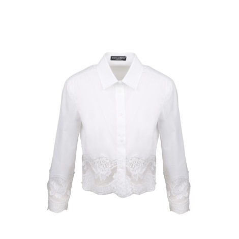 Dolce & Gabbana Lace Inserts Cotton Crop Shirt 42