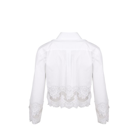 Dolce & Gabbana Lace Inserts Cotton Crop Shirt 42