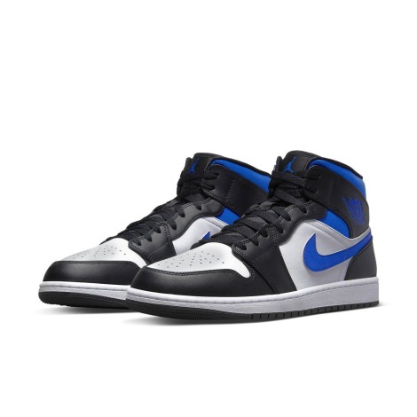 Jordan 1 Mid White Black Racer Blue