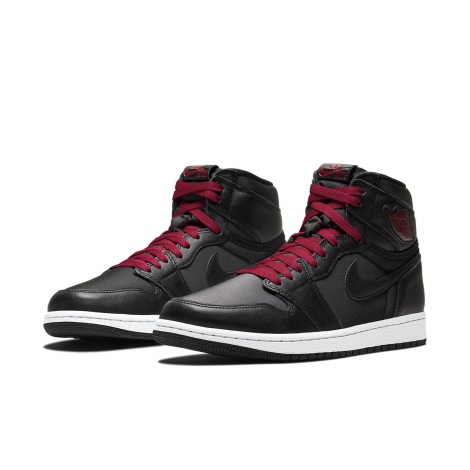 Jordan 1 Retro High Black Satin Gym Red