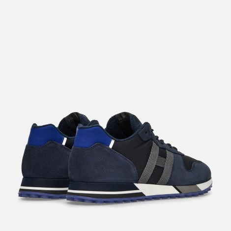 Sneakers H383 in pelle scamosciata e tessuto tecnico blu