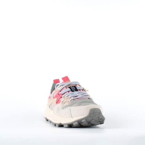 Sneakers in pelle scamosciata patchwork grigia e rosa