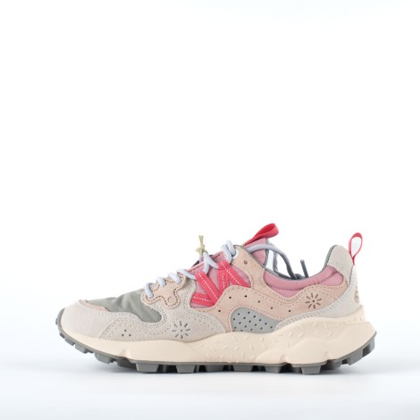 Sneakers in pelle scamosciata patchwork grigia e rosa