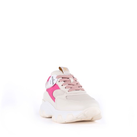 Sneakers Hyperactive in pelle e tessuto bianca