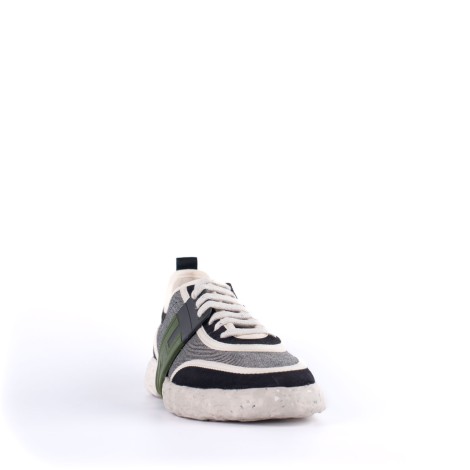 Sneakers 3R Recycle in tela jeans bianca e nera