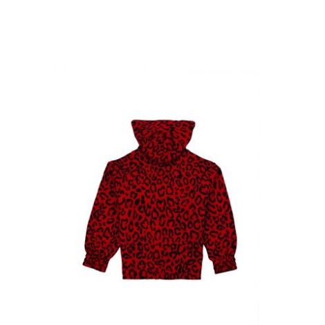 FELPA CON ZIP IN JERSEY STAMPA LEOPARDO