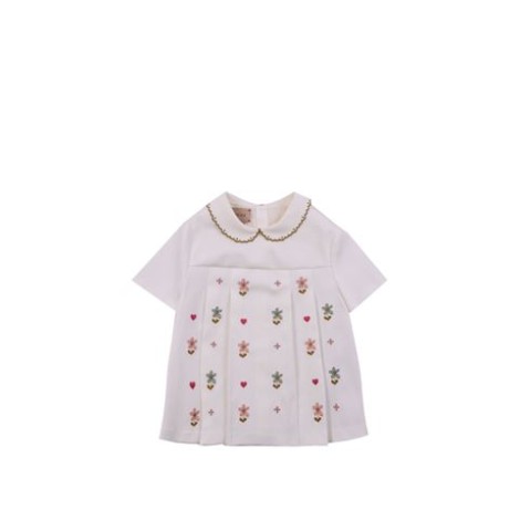 T-SHIRT IN COTONE CON RICAMO A FIORI