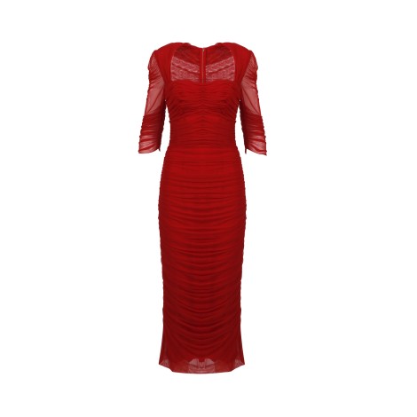 Dolce & Gabbana Pleated Midi Sheath Dress 44