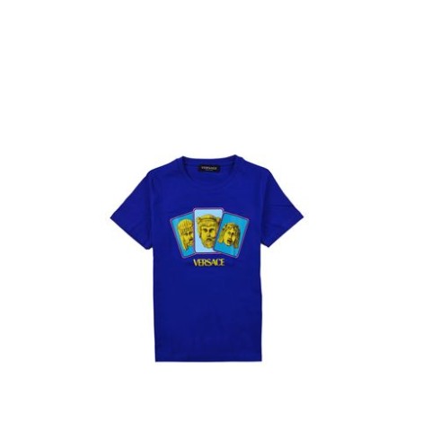 T-SHIRT CON STAMPA E LOGO VERSACE IN COTONE