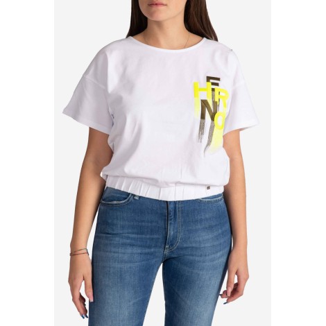 HERNO T-shirt in interlook jersey con ricamo