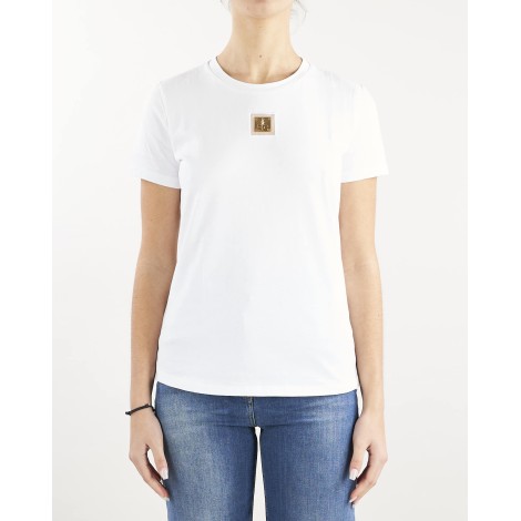 ELISABETTA FRANCHI T-shirt girocollo con placca logo Elisabetta Franchi