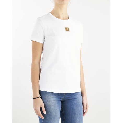 ELISABETTA FRANCHI T-shirt girocollo con placca logo Elisabetta Franchi