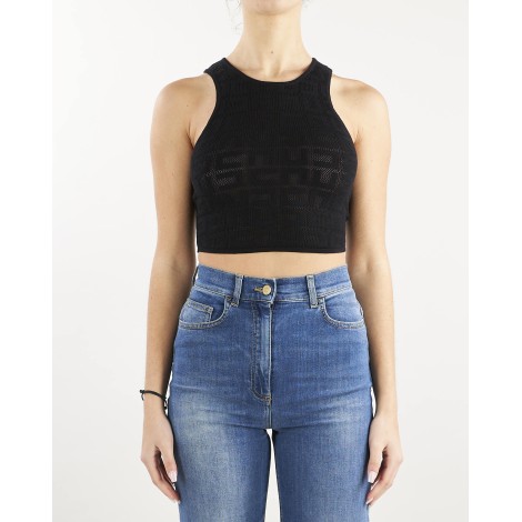 ELISABETTA FRANCHI Cropped top with net stitch logo Elisabetta Franchi