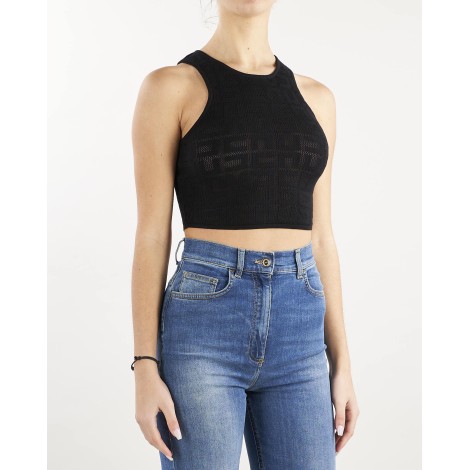 ELISABETTA FRANCHI Cropped top with net stitch logo Elisabetta Franchi