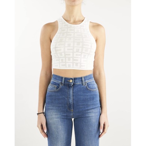 ELISABETTA FRANCHI Cropped top with net stitch logo Elisabetta Franchi