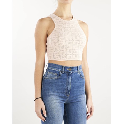 ELISABETTA FRANCHI Cropped top with net stitch logo Elisabetta Franchi