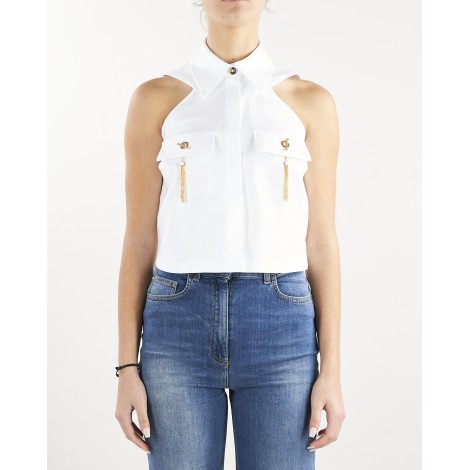 ELISABETTA FRANCHI Camicia cropped smanicata dalla linea boxy Elisabetta Franchi