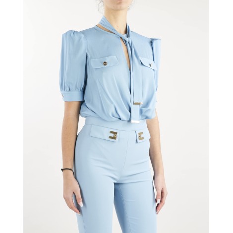 ELISABETTA FRANCHI Camicia body in georgette fluida di viscosa Elisabetta Franchi