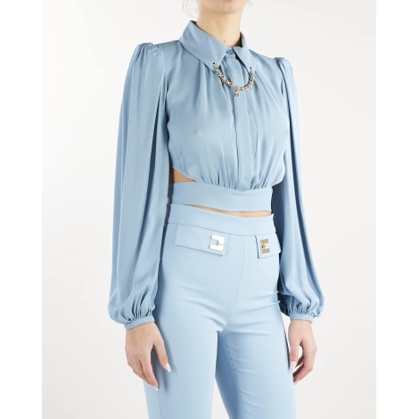 ELISABETTA FRANCHI Camicia cropped con collo importante Elisabetta Franchi