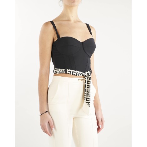 ELISABETTA FRANCHI Top bustier con foulard stampa logo Elisabetta Franchi