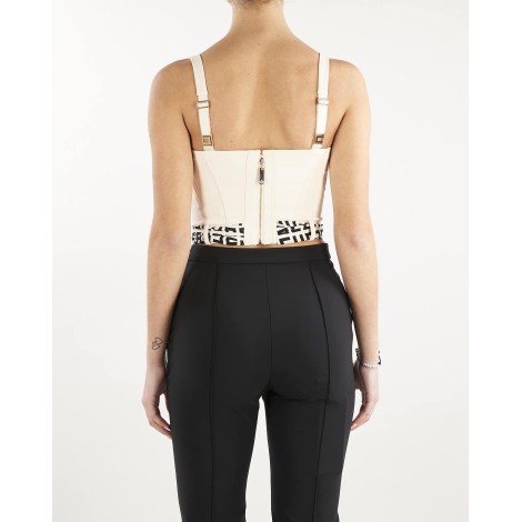 ELISABETTA FRANCHI Top bustier con foulard stampa logo Elisabetta Franchi