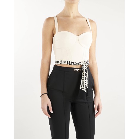 ELISABETTA FRANCHI Top bustier con foulard stampa logo Elisabetta Franchi