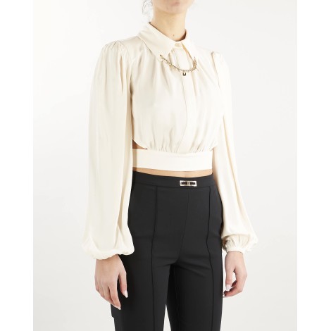 ELISABETTA FRANCHI Camicia cropped con collo importante Elisabetta Franchi