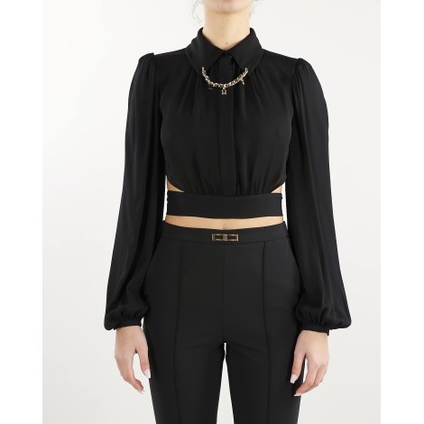 ELISABETTA FRANCHI Camicia cropped con collo importante Elisabetta Franchi