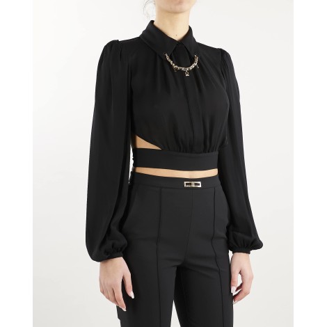 ELISABETTA FRANCHI Camicia cropped con collo importante Elisabetta Franchi