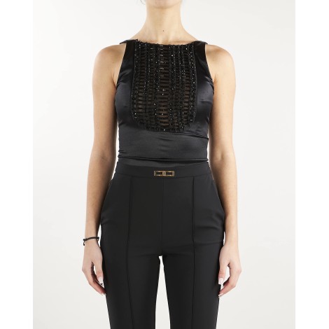 ELISABETTA FRANCHI Body con plastron ricamato Elisabetta Franchi