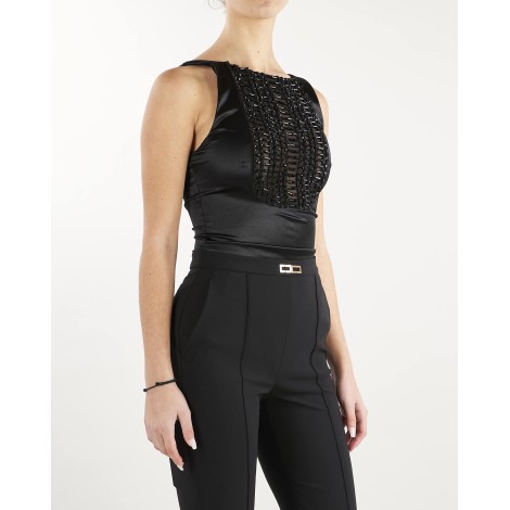 ELISABETTA FRANCHI Body con plastron ricamato Elisabetta Franchi