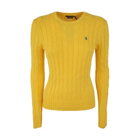 POLO RALPH LAUREN PULL IN COTONE CON LOGO GIALLO 211891640007