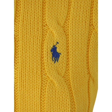 POLO RALPH LAUREN PULL IN COTONE CON LOGO GIALLO 211891640007