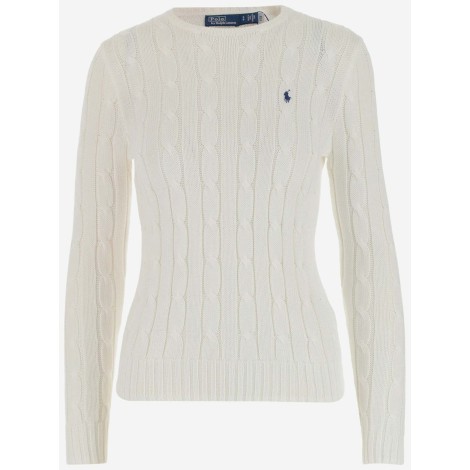 POLO RALPH LAUREN PULL IN COTONE CON LOGO BIANCO 211891640001