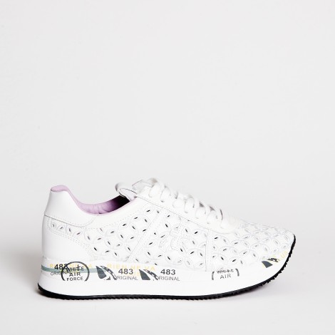 Sneakers Conny 6242 in pelle traforata bianca