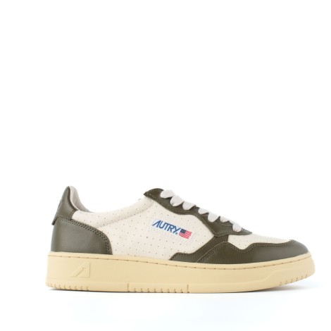 Sneakers in pelle e tessuto verdone