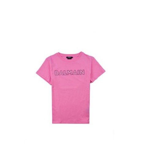 T-SHIRT IN COTONE CON LOGOenbsp;STRASSenbsp;BALMAIN