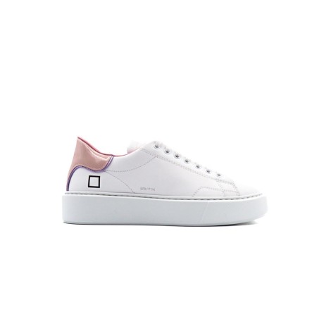 Sneakers Donna WHITE/PINK D.A.T.E.  Pelle