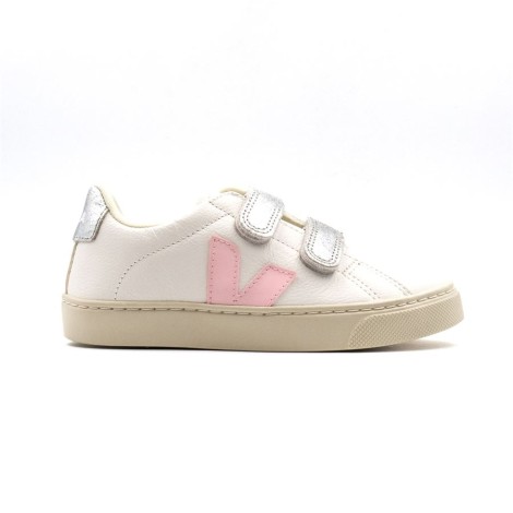 Sneakers Bambino EXTRA-WHITE_PETALE_SILVER VEJA Pelle