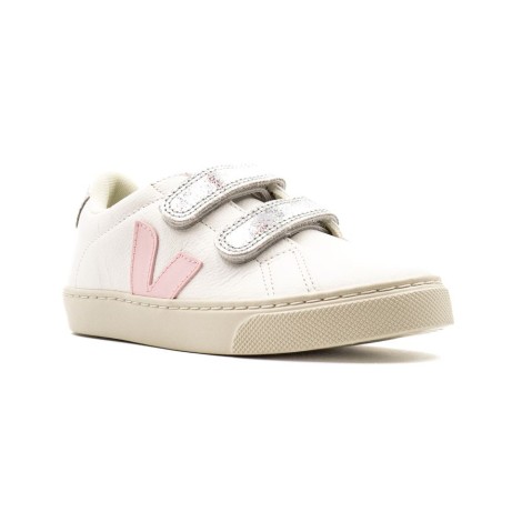 Sneakers Bambino EXTRA-WHITE_PETALE_SILVER VEJA Pelle