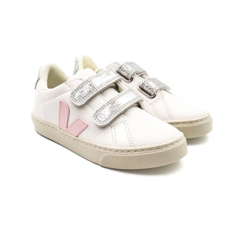 Sneakers Bambino EXTRA-WHITE_PETALE_SILVER VEJA Pelle