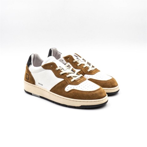 Sneakers Uomo WHITE-CAMEL D.A.T.E.  Pelle