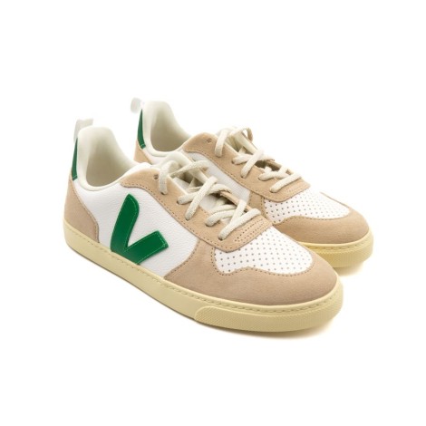 Sneakers Bambino EXTRA-WHITE_EMERAUDE_ALMOND VEJA Pelle