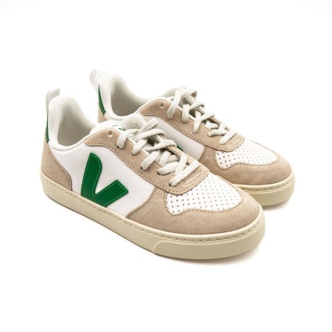 Sneakers Bambino EXTRA-WHITE_EMERAUDE_ALMOND VEJA Pelle